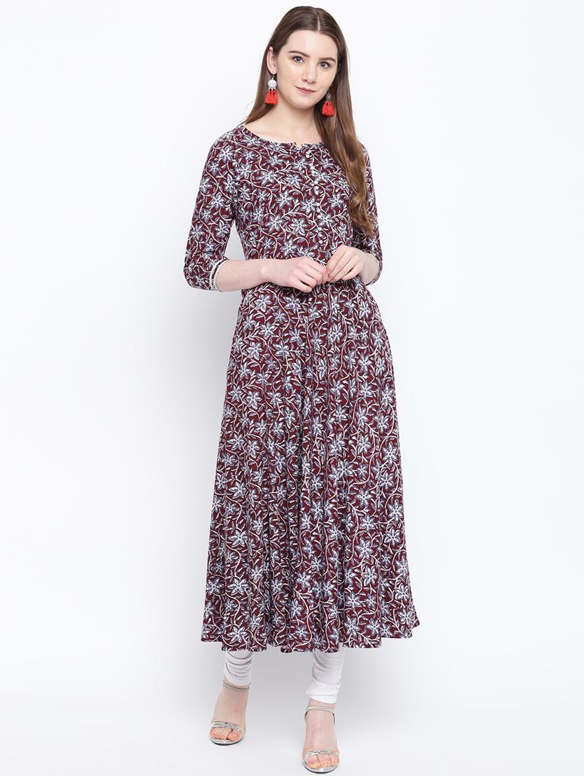 kalamkari flared kurta - 17367122 - Zoom Image - 1