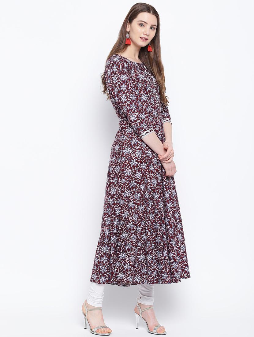 kalamkari flared kurta - 17367122 - Zoom Image - 2