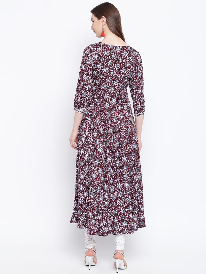 kalamkari flared kurta - 17367122 - Zoom Image - 3