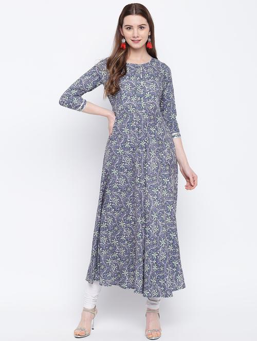 floral print flared kurta - 17367124 - Standard Image - 1