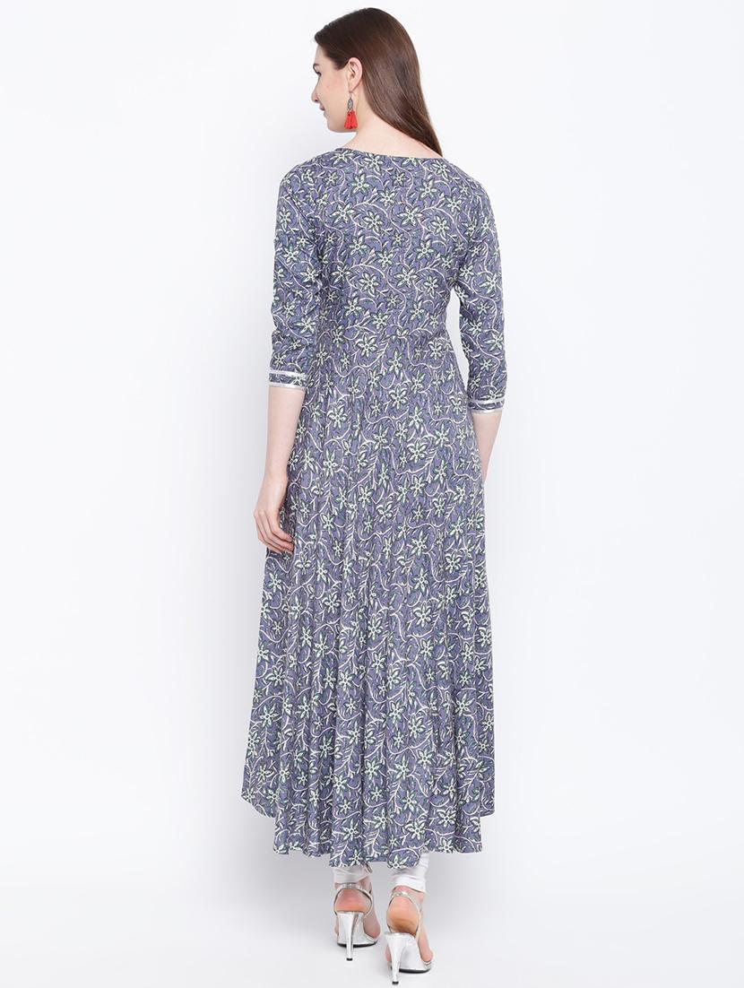 floral print flared kurta - 17367124 - Zoom Image - 3