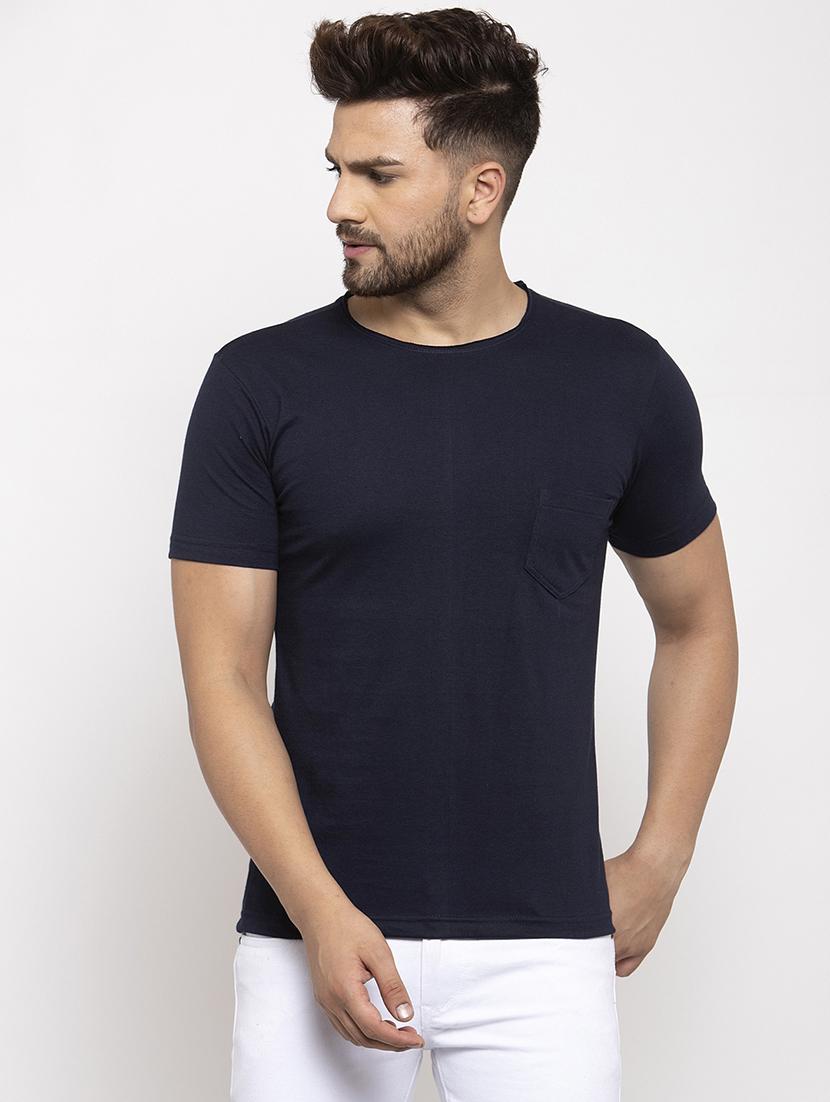 navy blue solid pocket t-shirt - 17367367 - Zoom Image - 1