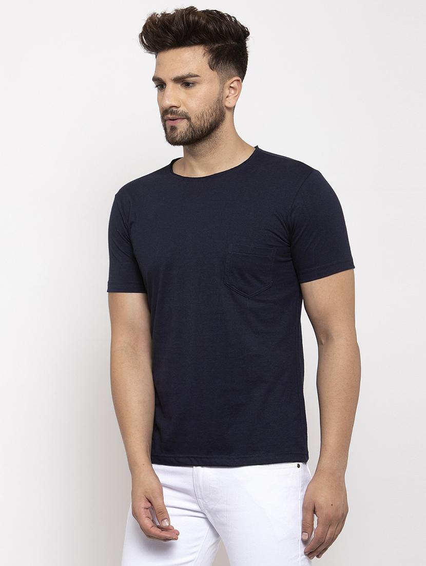 navy blue solid pocket t-shirt - 17367367 - Zoom Image - 2