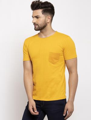 mustard solid pocket t-shirt - 17367368 - Standard Image - 2