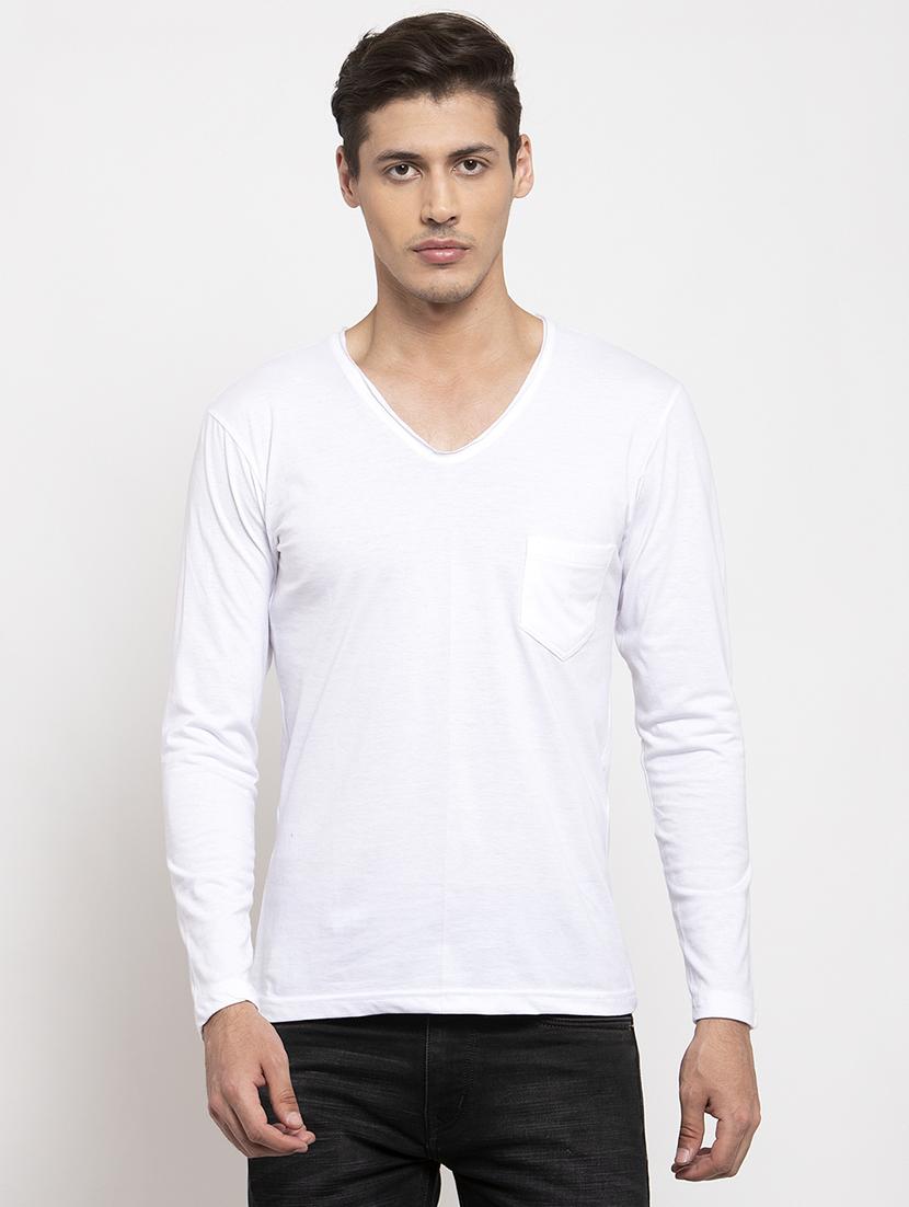 white solid pocket t-shirt