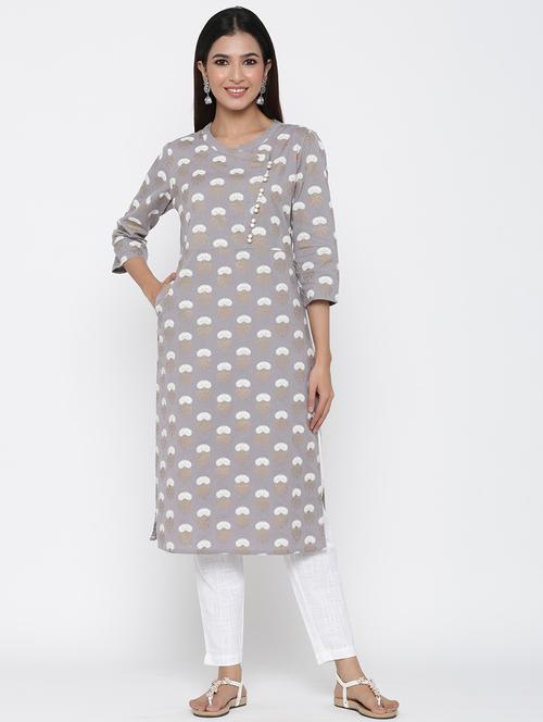 foil print straight kurta - 17367604 - Standard Image - 1