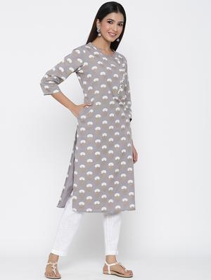 foil print straight kurta - 17367604 - Standard Image - 2