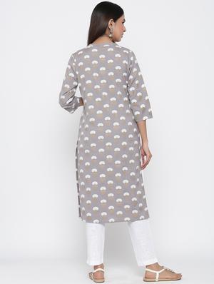 foil print straight kurta - 17367604 - Standard Image - 3