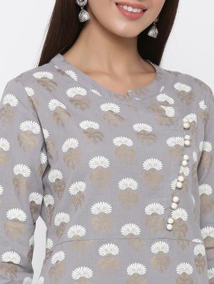foil print straight kurta - 17367604 - Standard Image - 4
