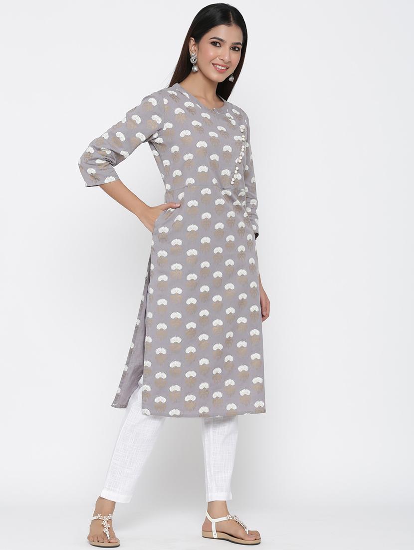 foil print straight kurta - 17367604 - Zoom Image - 2