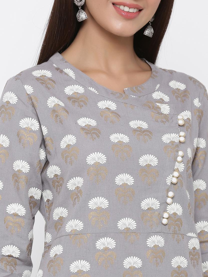 foil print straight kurta - 17367604 - Zoom Image - 4