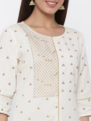 gold print a-line kurta - 17367614 - Standard Image - 4