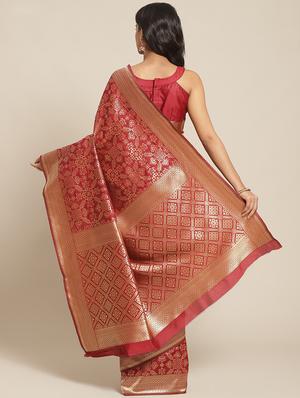 silk woven saree with blouse - 17367737 - Standard Image - 2