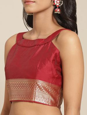 silk woven saree with blouse - 17367737 - Standard Image - 3