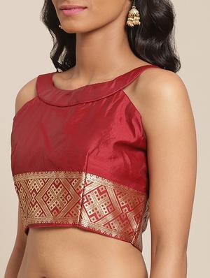 self-design woven saree with blouse - 17367762 - Standard Image - 3