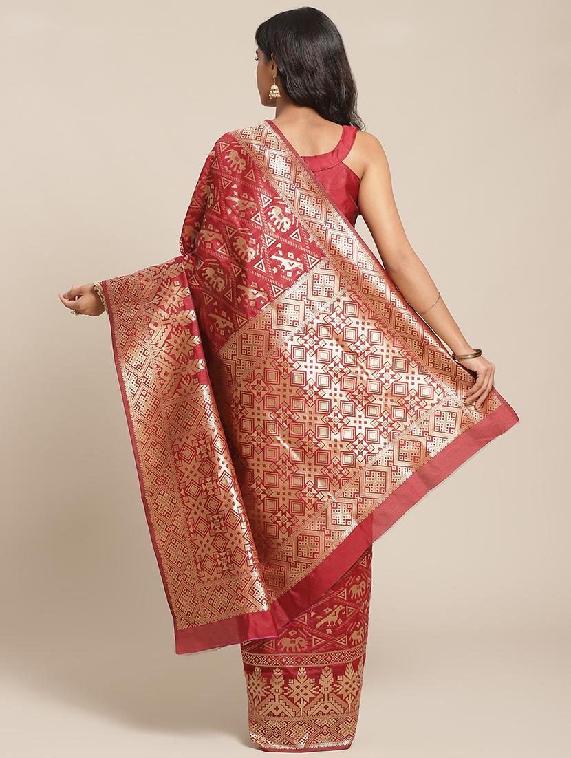 self-design woven saree with blouse - 17367762 - Zoom Image - 2