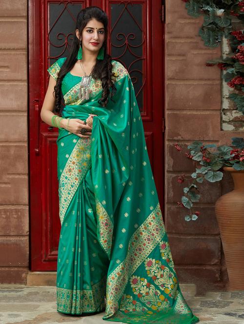 banarasi silk saree with blouse - 17367839 - Standard Image - 1
