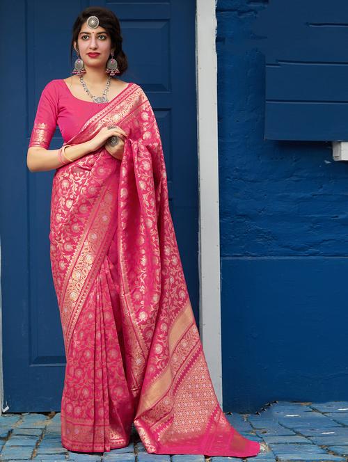 banarasi silk saree with blouse - 17367856 - Standard Image - 1