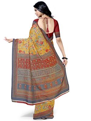 floral chanderi saree with blouse - 17367901 - Standard Image - 2