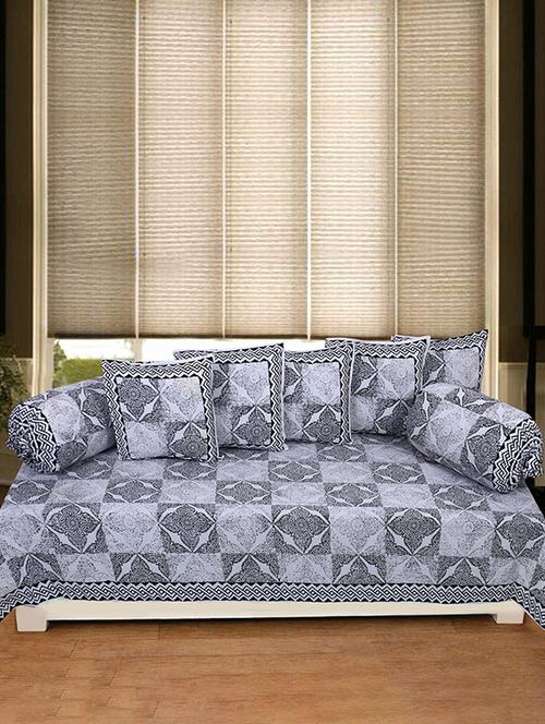 cotton printed jaipuri print diwan set (pack of 8) - 17367958 - Standard Image - 1
