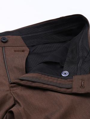 brown solid flat front formal trouser - 17367963 - Standard Image - 5
