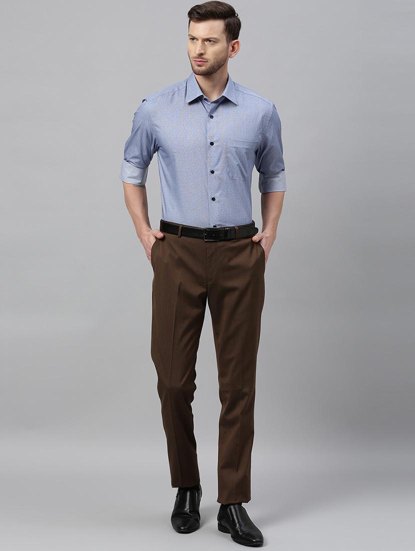 brown solid flat front formal trouser - 17367963 - Zoom Image - 4