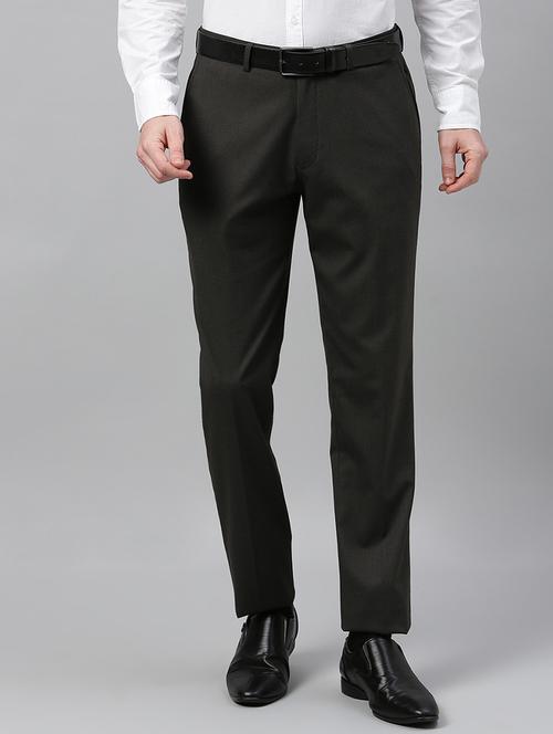brown textured flat front formal trouser - 17367964 - Standard Image - 1