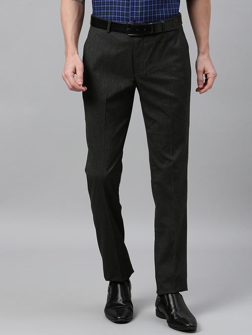 grey solid flat front formal trouser - 17367965 - Standard Image - 1