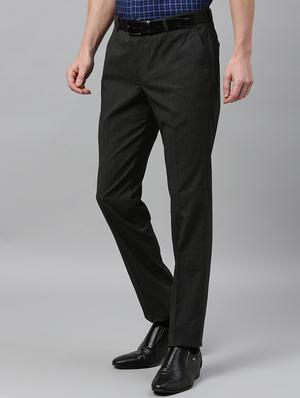 grey solid flat front formal trouser - 17367965 - Standard Image - 2
