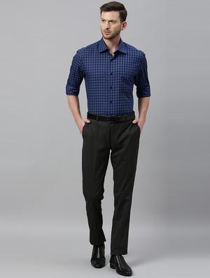 grey solid flat front formal trouser - 17367965 - Standard Image - 4