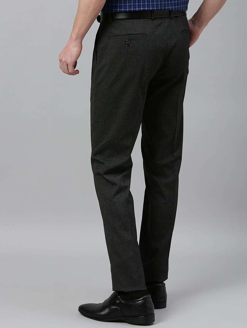 grey solid flat front formal trouser - 17367965 - Zoom Image - 3