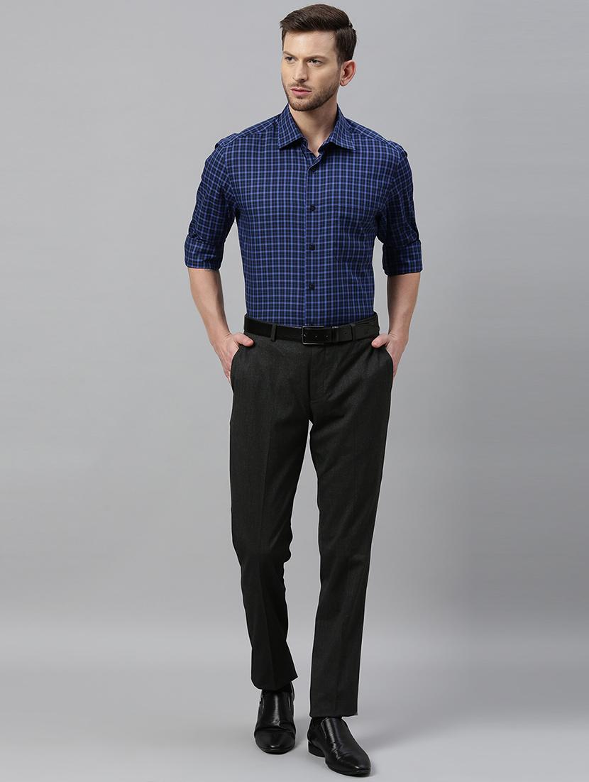 grey solid flat front formal trouser - 17367965 - Zoom Image - 4