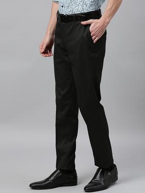 black solid flat front formal trouser - 17367966 - Standard Image - 2