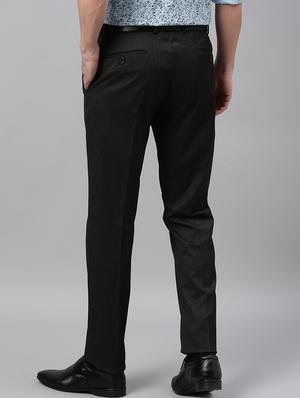 black solid flat front formal trouser - 17367966 - Standard Image - 3
