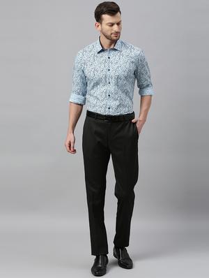 black solid flat front formal trouser - 17367966 - Standard Image - 4