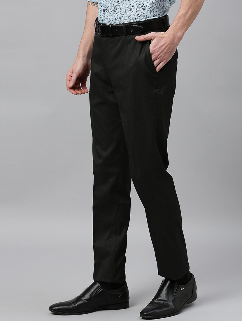 black solid flat front formal trouser - 17367966 - Zoom Image - 2