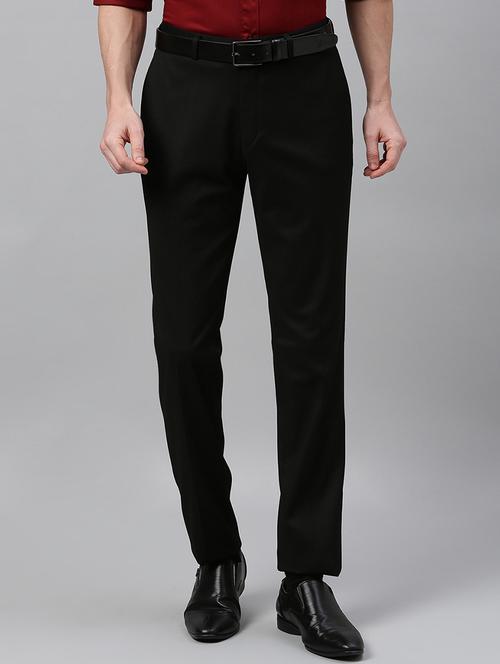 black textured flat front formal trouser - 17367971 - Standard Image - 1