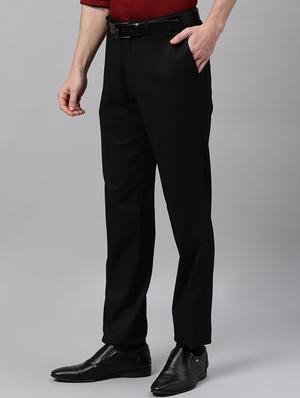 black textured flat front formal trouser - 17367971 - Standard Image - 2
