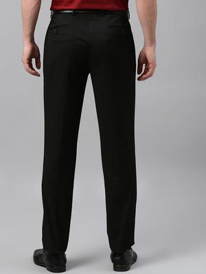 black textured flat front formal trouser - 17367971 - Standard Image - 3