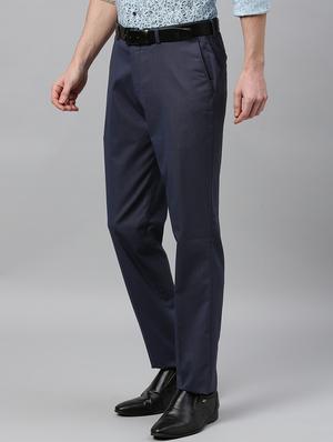 blue textured flat front formal trouser - 17367972 - Standard Image - 2