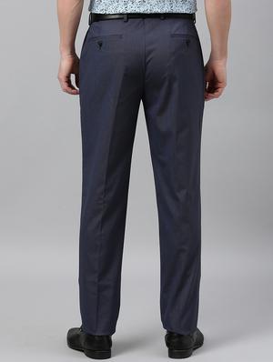 blue textured flat front formal trouser - 17367972 - Standard Image - 3