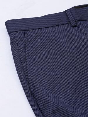 blue textured flat front formal trouser - 17367972 - Standard Image - 6