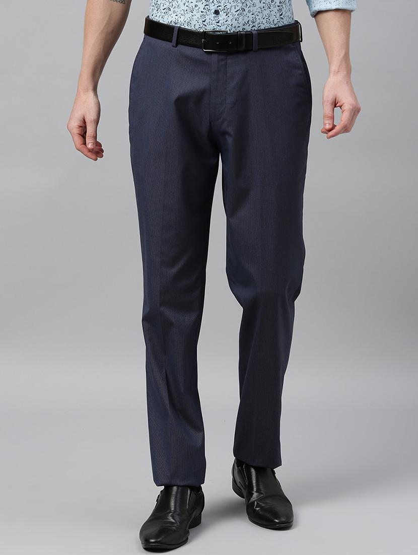 blue textured flat front formal trouser - 17367972 - Zoom Image - 1