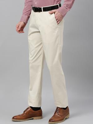 cream solid flat front formal trouser - 17367973 - Standard Image - 2