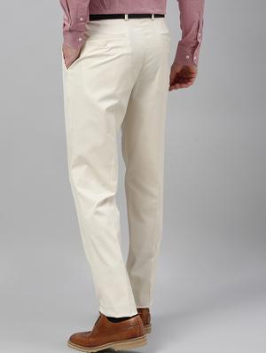 cream solid flat front formal trouser - 17367973 - Standard Image - 3