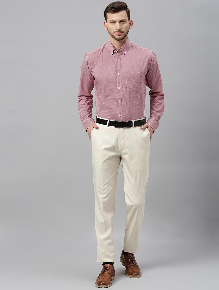 cream solid flat front formal trouser - 17367973 - Zoom Image - 4