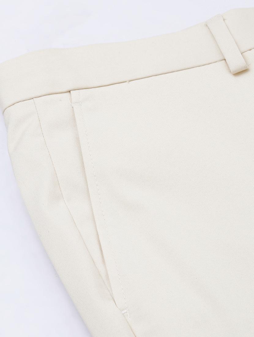 cream solid flat front formal trouser - 17367973 - Zoom Image - 6