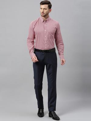 navy blue textured flat front formal trouser - 17367974 - Standard Image - 4