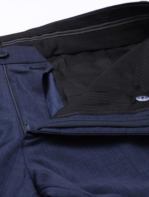 navy blue textured flat front formal trouser - 17367974 - Standard Image - 5