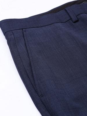 navy blue textured flat front formal trouser - 17367974 - Standard Image - 6